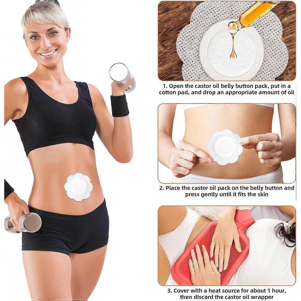 2025 Latest Model 100pcs Castor Oil Pack Wrap for Belly Button, Disposable