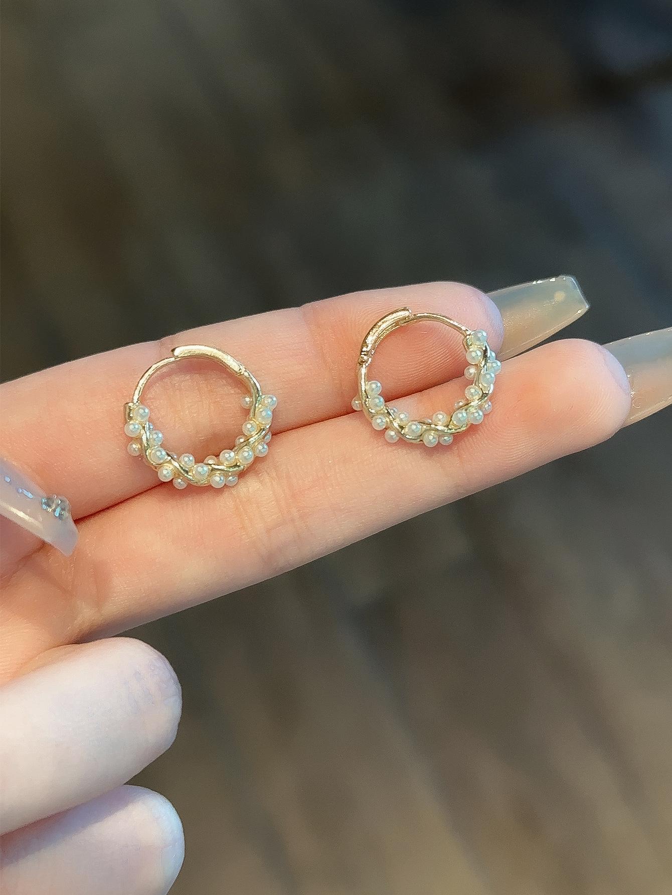 

Серьги-пряжки Pearl Temperament Simple Retro Light Luxury High Design золотой