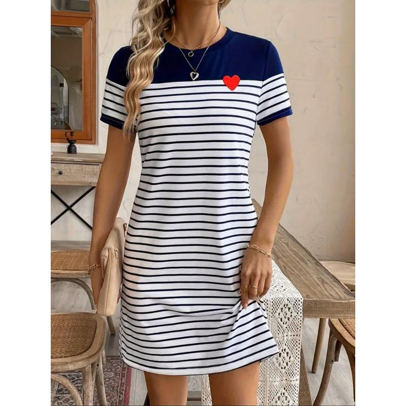 Modisches Damen Rundhalskleid 3D Lässig Farbprint Lässiges Kleid Rundhalskleid
