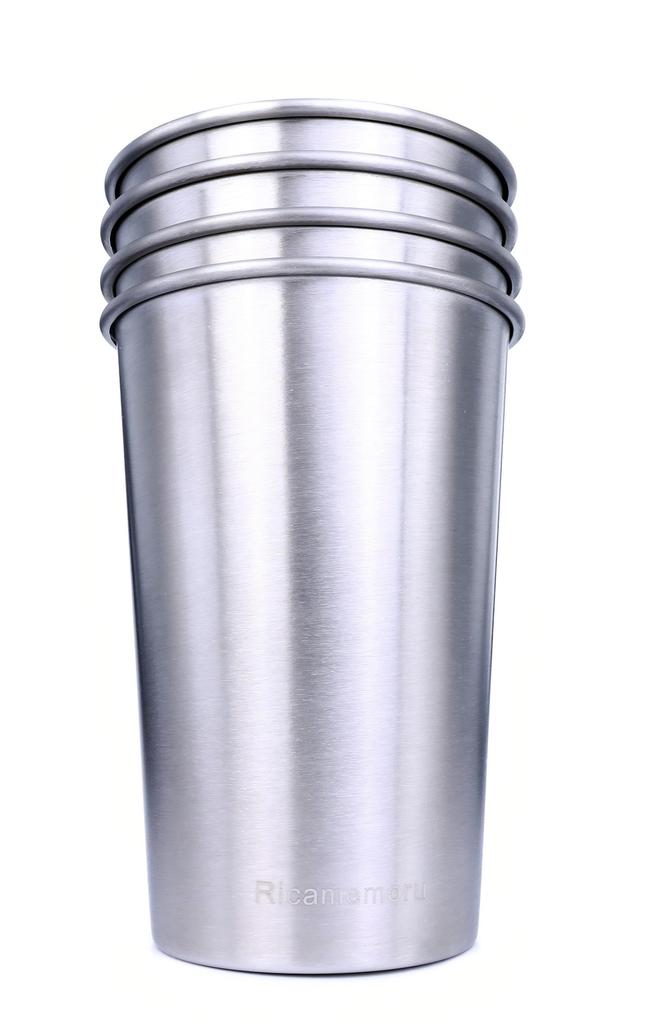 Ricamemoru Tumbler Stainless Steel Cup Large Capacity 500ml Set of 4 Coffee Beer Camping Mug Dishwasher Safe Freezer Safe