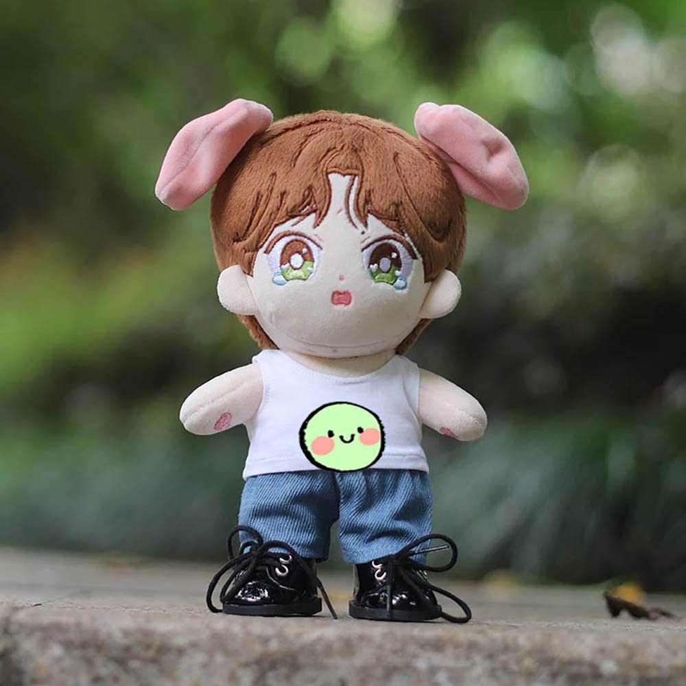 niannyyhouse Plush Doll Clothes for 20cm Dolls - Hoodie, Jeans, Cotton Doll Clothes, Dress Up (black-2)