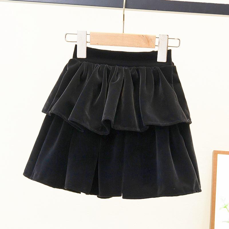 Velvet High-Waist A-Line Skirt for Women & Girls - Autumn/Winter Collection