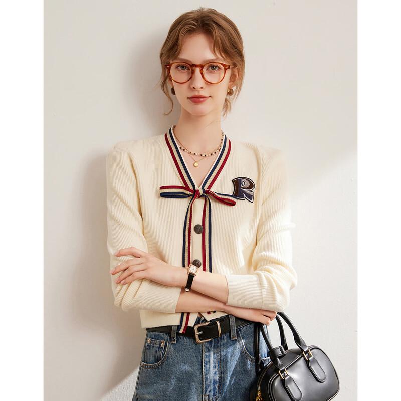 Bailuyu Spring/Autumn V-Neck Embroidered Letter Top M
