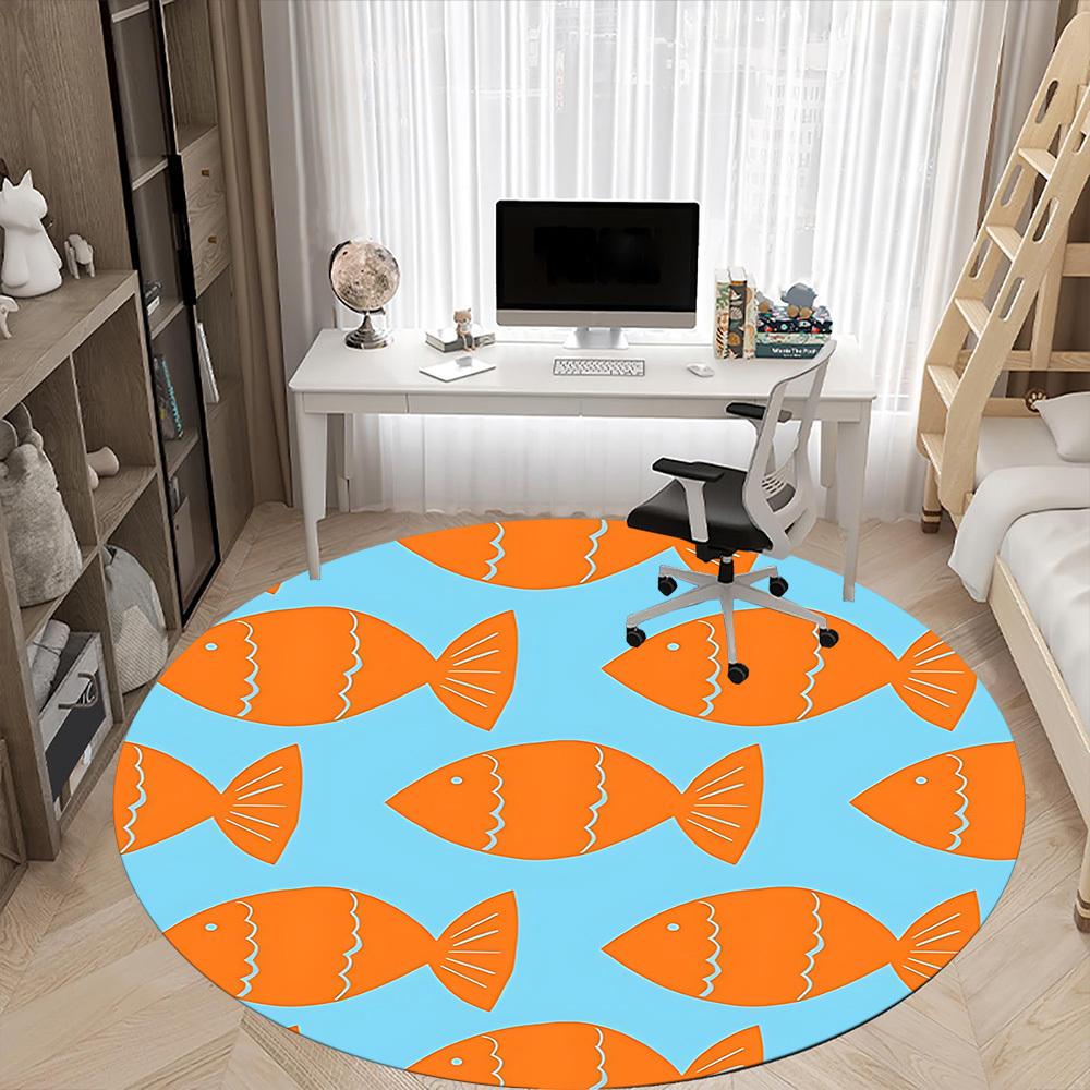 1pc Fish Pattern Chair Carpet for Office, Non slip, Soft and Durable Office Rug