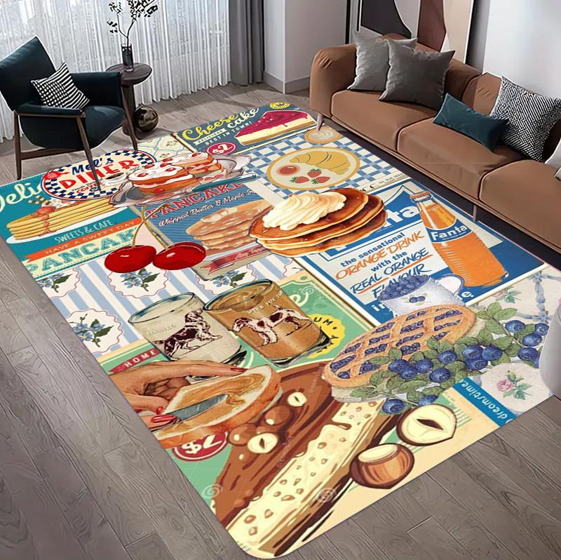 

Food Collage Area Rug Colorful Delicious Food Print Washable Non-Slip Carpet Mat for Living Bedroom Dining Room Kids Playroom 40x60CM