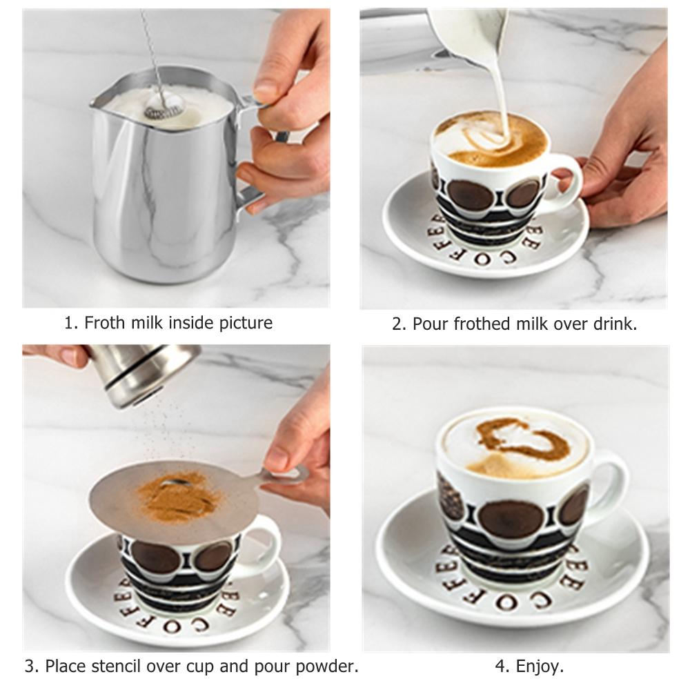 Coffee Stencil 3 Pieces Latte Art Stencils for Coffee Decorations Cappuccino Mold Fancy Coffee Printing Model Art Coffee Tools