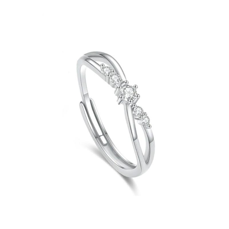 [Planet Travel Cross Diamond Ring Fashion Couple Rings Light Luxury Zircon Band Open Adjustable]