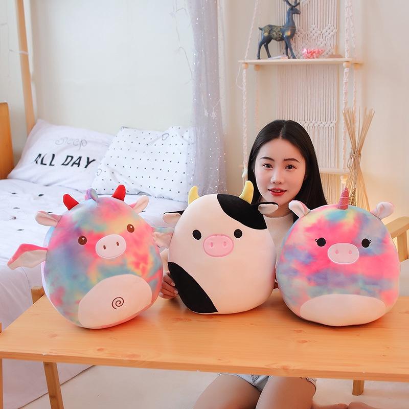 Cute Unicorn Plush Toy Bat Pillow For Kids Rainbow Pig Cat Cow And Bat Designs 35cm