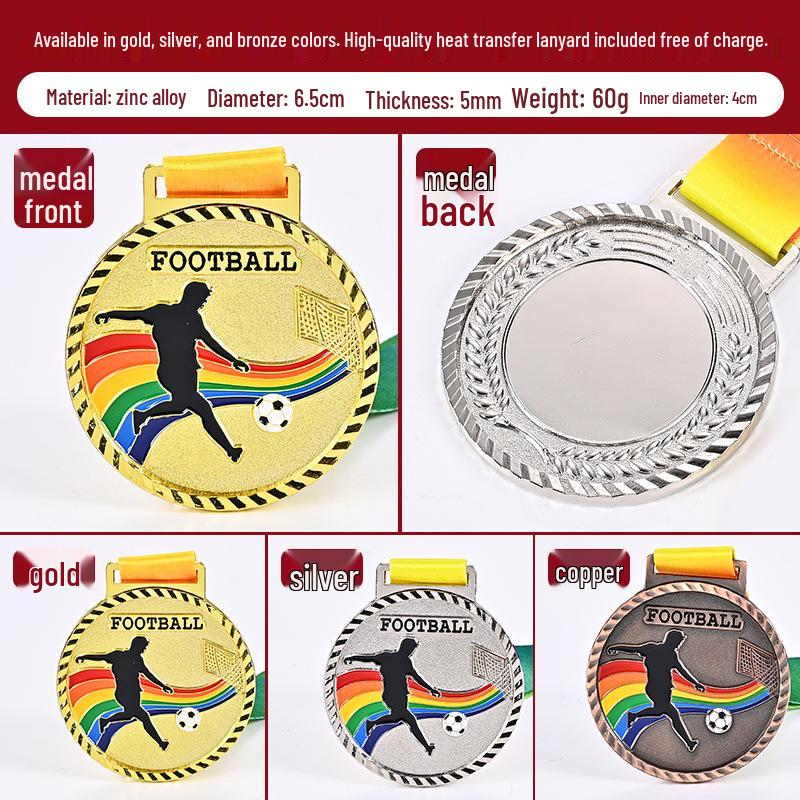 Custom Alloy Honor Medals: Gold, Silver, Bronze for Football Competitions