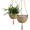 Straw Woven Basket Portable Suspended Wall Hanging Flower Plant Suspension Basket for Balcony