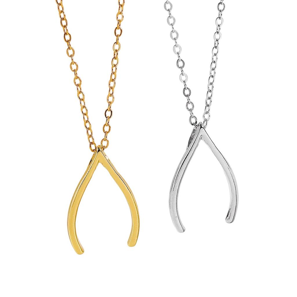 Minimalistische Gabelbein-Anhänger-Halskette Einfacher Glücksbringer Schmuck
