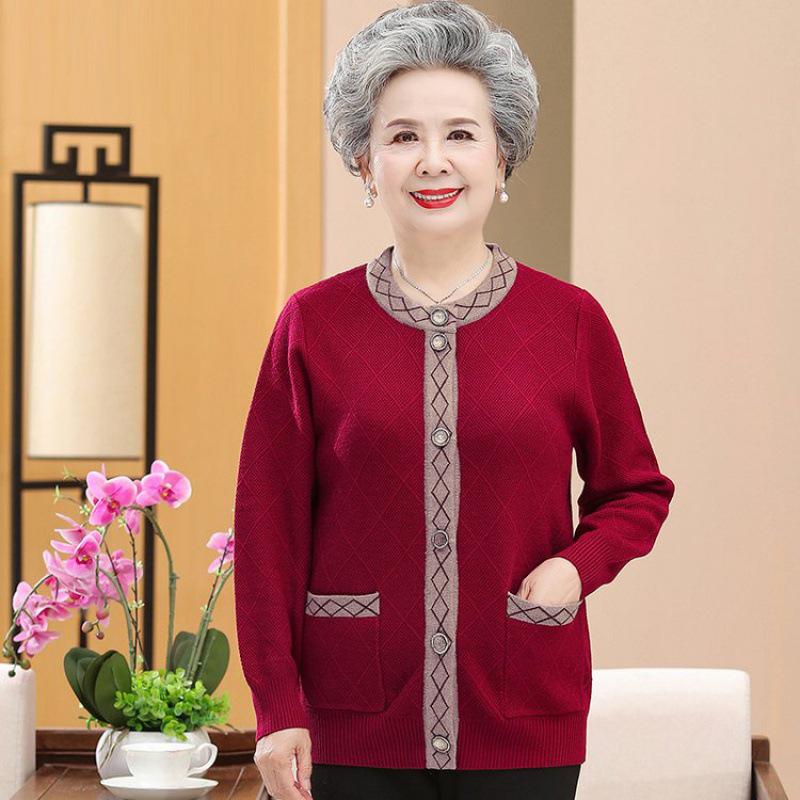 

Бархатный кардиган свитер для женщин 60-80: Уютная зимняя одежда для мамы или бабушки XXL (120-135 jin)