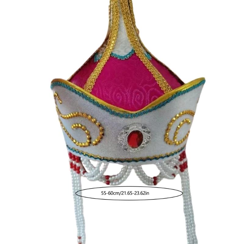 Traditional Mongolian Hat Breathable Fabric Headwear For Stage Shows And Cultural Event Stage Performances Accessory
