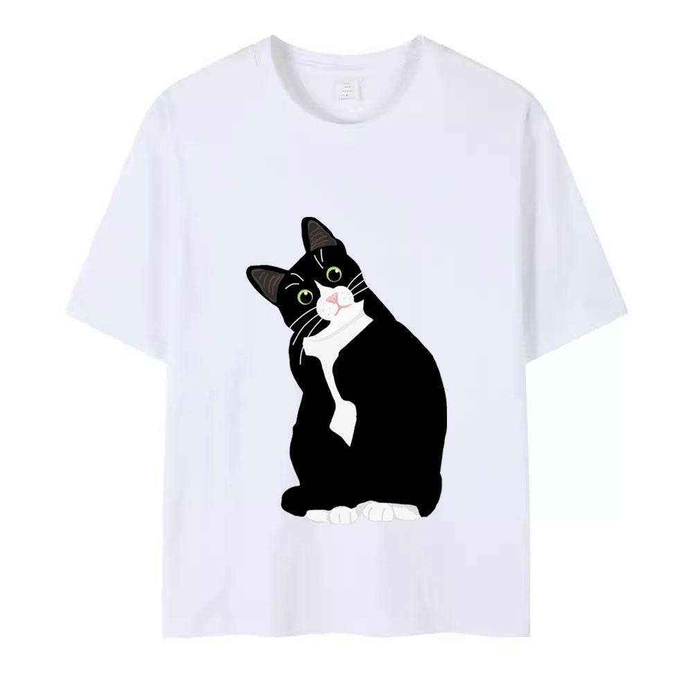 Cute Funny Tuxedo Cat Printing T Shirt Summer Tshirts Women Harajuku Fashion Style Tshirt Streetwear Women Clothing Graphic