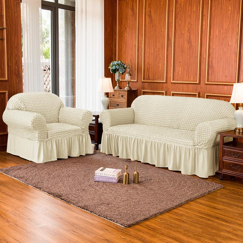 Plaid Seersucker Sofa Cover Used For Living Space Stretch Sofa Slipcover Used For Home Armchair Cover 1 /2 /3 /4 Seat Corner Sofa Couch Cover