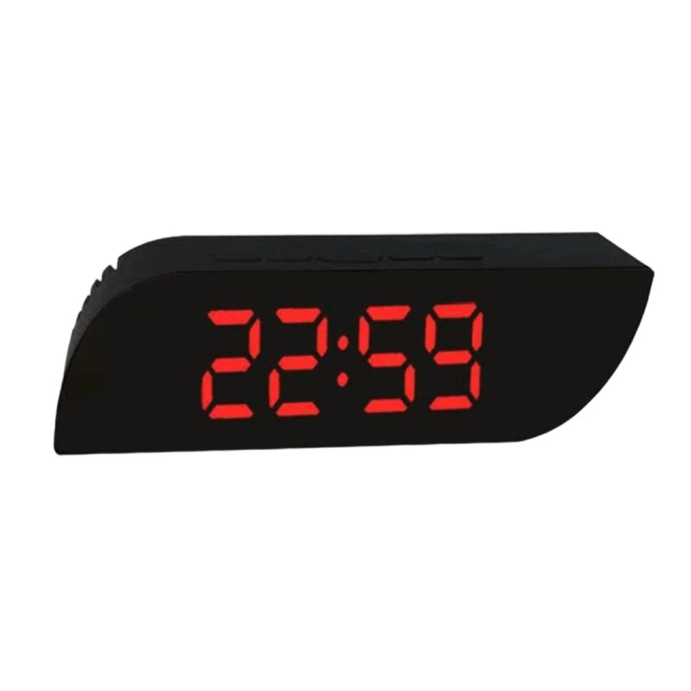 LED Digital Alarm Clock Mirror Time Temperature Dual Display Adjustable Brightness Plastic Clock Home Decoration Tools