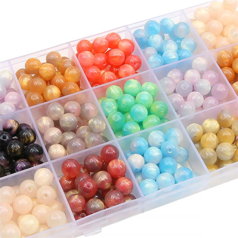 Perles en Résine 8mm/10mm/12mm Ciel Étoilé Coloré Perles Espacement Rondes Libres Pour Collier Bracelet Boucle d'Oreille Porte-clés Fabrication de Bijoux DIY Accessoires
