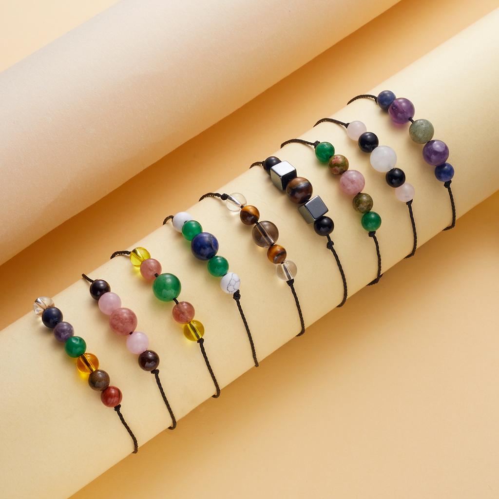 Naturstein Bunte Perlen Minimalistisches Armband Klassisch Herren Damen Buddha Schwarzes Lavastein Tigerauge Armband Yoga Meditation Schmuck