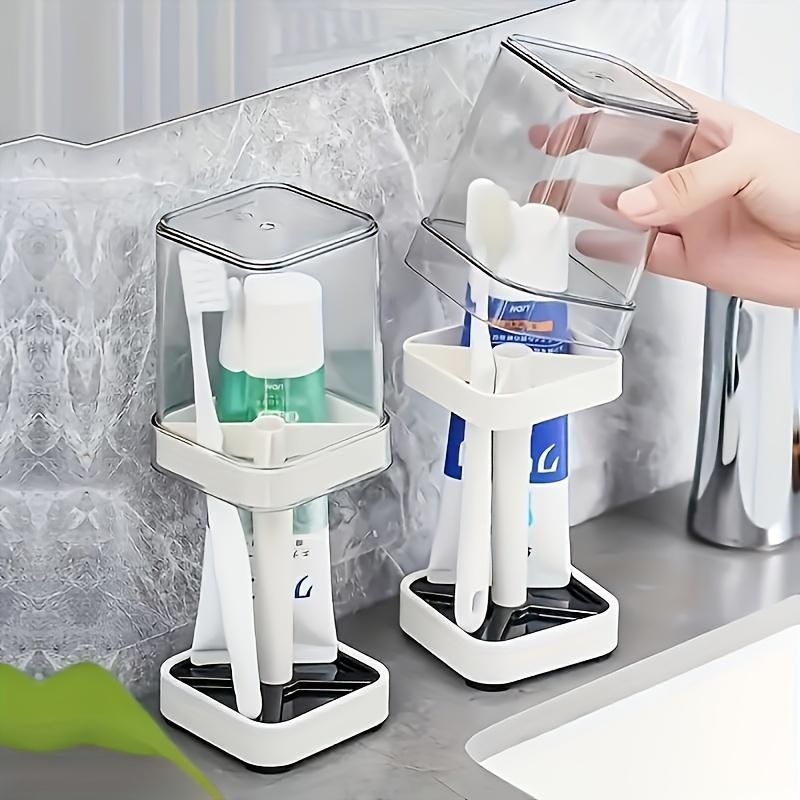 

2 Pieces/1 Piece, Toothbrush Holder Set - Space Saving Couple Toothbrush Holder, Toothbrush Holder with Cup/Lid Contains 4 Slots United States
