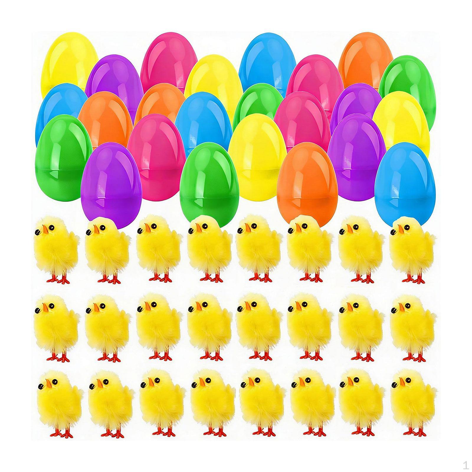 

24Pcs Easter Egg Filled Chicks Toys Colorful Mini Cute Basket Stuffers Party Favor for Kids Style A