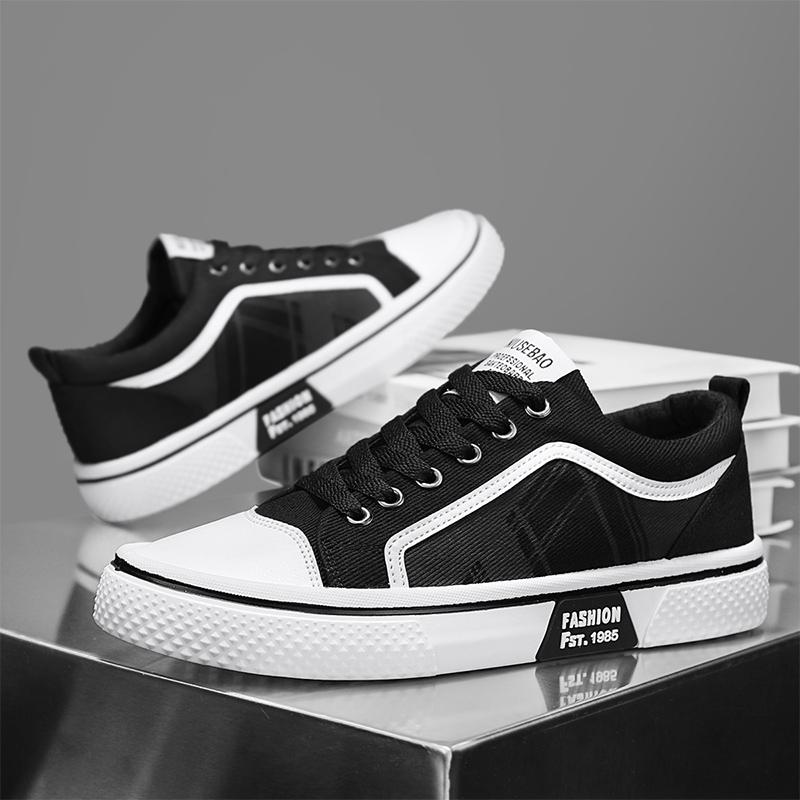 Men's Low-Top Canvas Shoes Spring Summer Breathable Fashionable Student Casual Shoes round Toe Non-Leather Leisure Sneakers