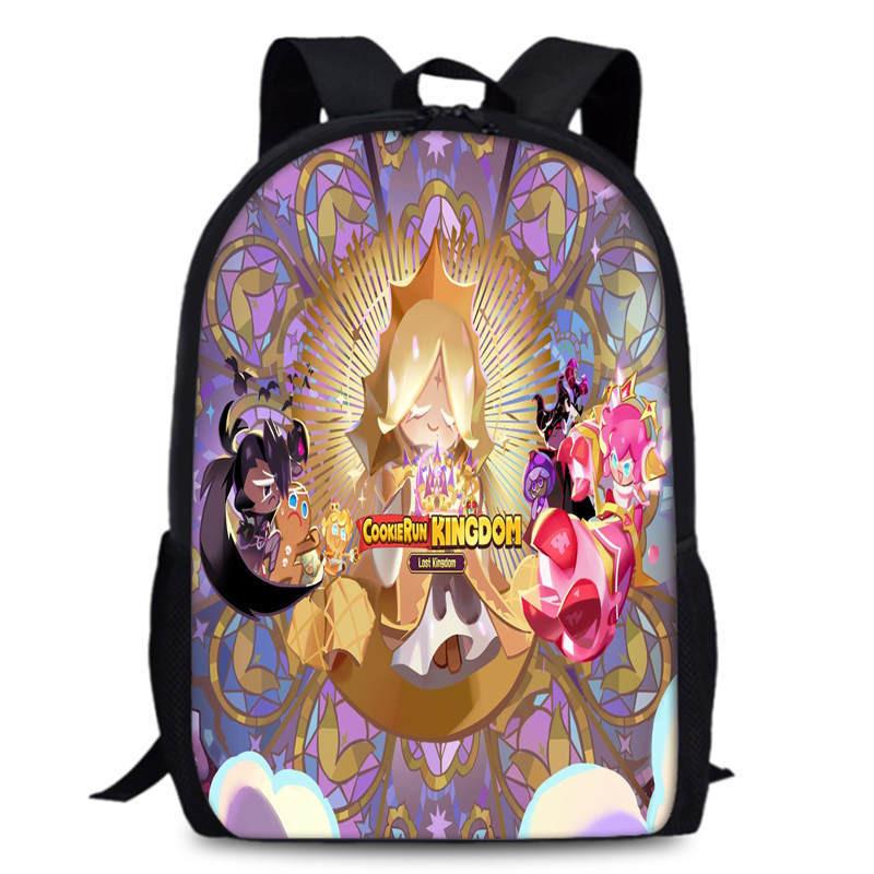 Cookie Kingdom Run School Backpack Oxford Fabric Curved Straps For Kids Unisex