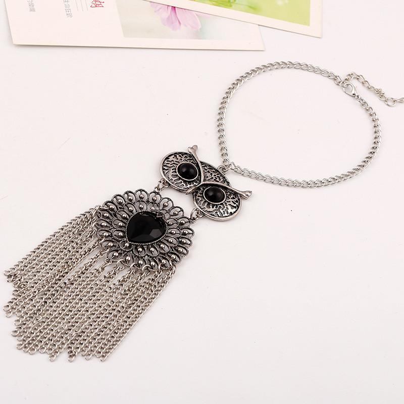 Owl Pendant Necklace With Rhinestone Embellishments For Women And Men