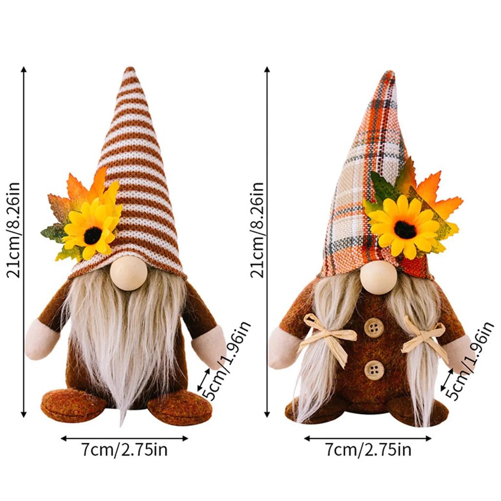 1pc Gnome Sunflower Maple Doll Harvest Autumn Elf Dwarf Plush Faceless Dolls Ornaments for Home Halloween Thanksgiving Decor