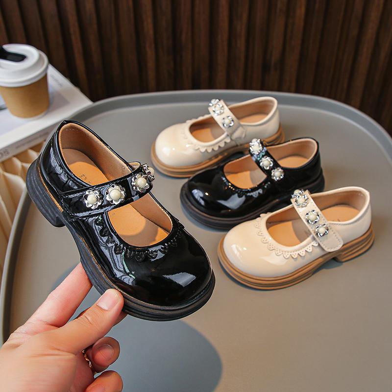 Sweet Princess Leather Shoes 2024 Spring and Autumn New Casual Shoes Children Soft Sole Mary Jane Soft Sole Versatile Kids Shoes