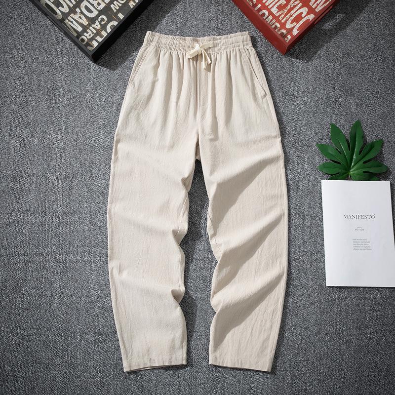 

Мужские брюки из хлопка и льна в китайском стиле: Лето/Весна, Свободный, Прямой крой 3XL (160-180 lbs) хаки