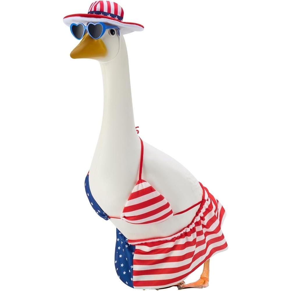Porch Goose Outfits for 23 Inch Lawn Statue, 4th of July Costume for Cement Statue,Sculpture Clothes for Garden Patio USA 250th Anniversary Decoration