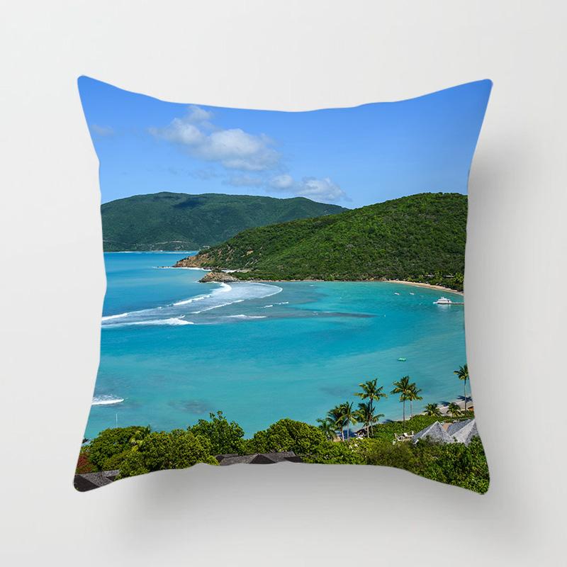 Sunset Sunset Beach Scenery Printed Pillow Cover Sofa Decoration Car Office Seat Cushion Cover Room Home Decor Pillow Cover