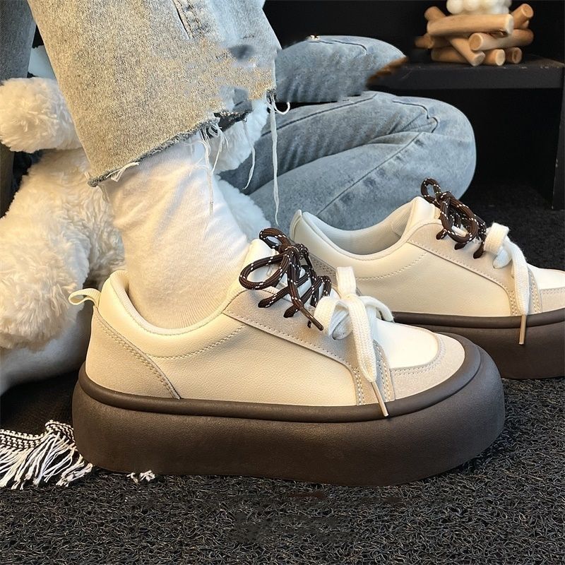 Woman Footwear Spring Autumn Round Toe Lace Up Shoes for Women High On Platform Designer Design Youthful Trend 2025 To Wear XL