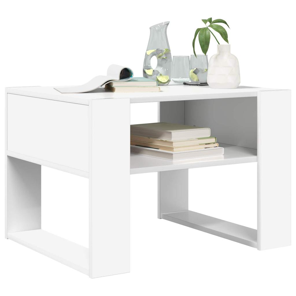 Coffee Table with Storage White 66 x 53 x 45 cm Particleboard