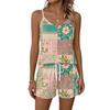 Women's Summer Casual Two Piece Set Sleeveless Square Neck Tank Top with Pockets and Matching Shorts Lightweight Comfortable Outfit