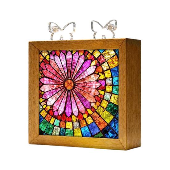 Desktop Light for Office Acrylic Puzzle LED Night Light, 2-In-1 USB Royal Iris Bloom Jigsaw Lamp, Cozy Atmosphere DIY Creative Home Ambient