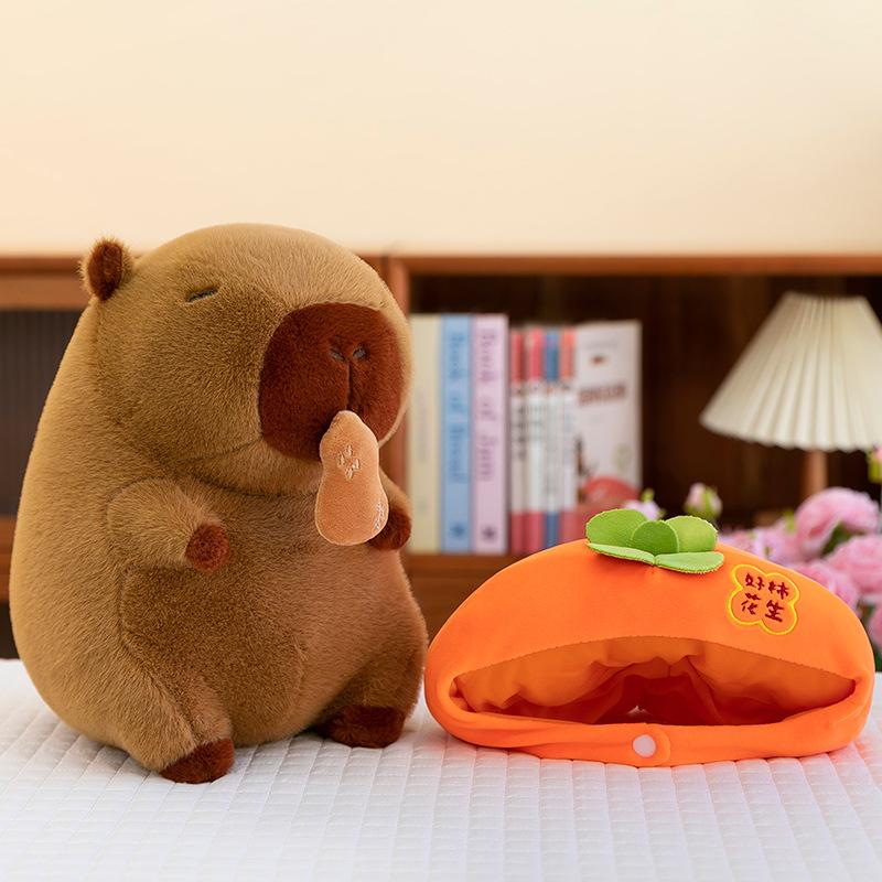 Cute pink pig turned into capybara doll pineapple orange capybara kapibara doll plush toy gift