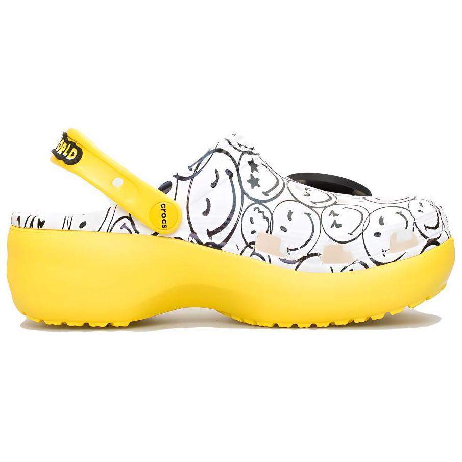 Crocs X Smiley World Charm Classic Platform Clogs 'Yellow White' Women's 207980-94S