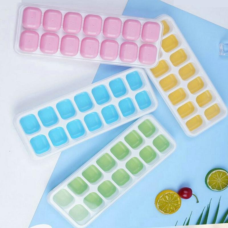 14 Grid Silicone Ice Tray Mold Box Ice Cube Maker Non-Toxic Durable Bar Pub Wine Ice Blocks Maker Kitchen Tools Accessories