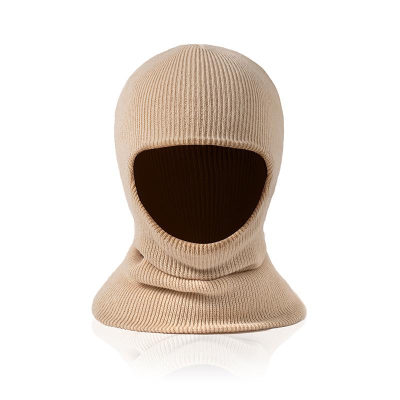 3-12J Herbst- und Winter-Pullovermütze, Kinder-Ohrenschutz-Einteilermütze mit doppelten Bommeln, Niedliche einfarbige Wollstrick-Einteilermütze