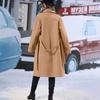 2025 Autumn and Winter TEMU Amazon Cross-border European and American New Woolen Double-breasted Lace-up Woolen Women's Coat