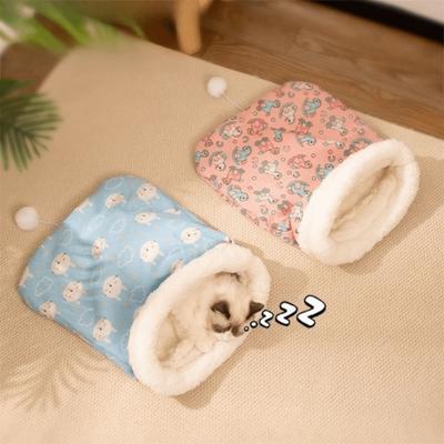 Pet Supplies Cat Sleeping Bag Pocket Type Semi-Closed Kitten Quilt Bed Thickened Cold Resistant Winter Cat Bed for Cats Dogs