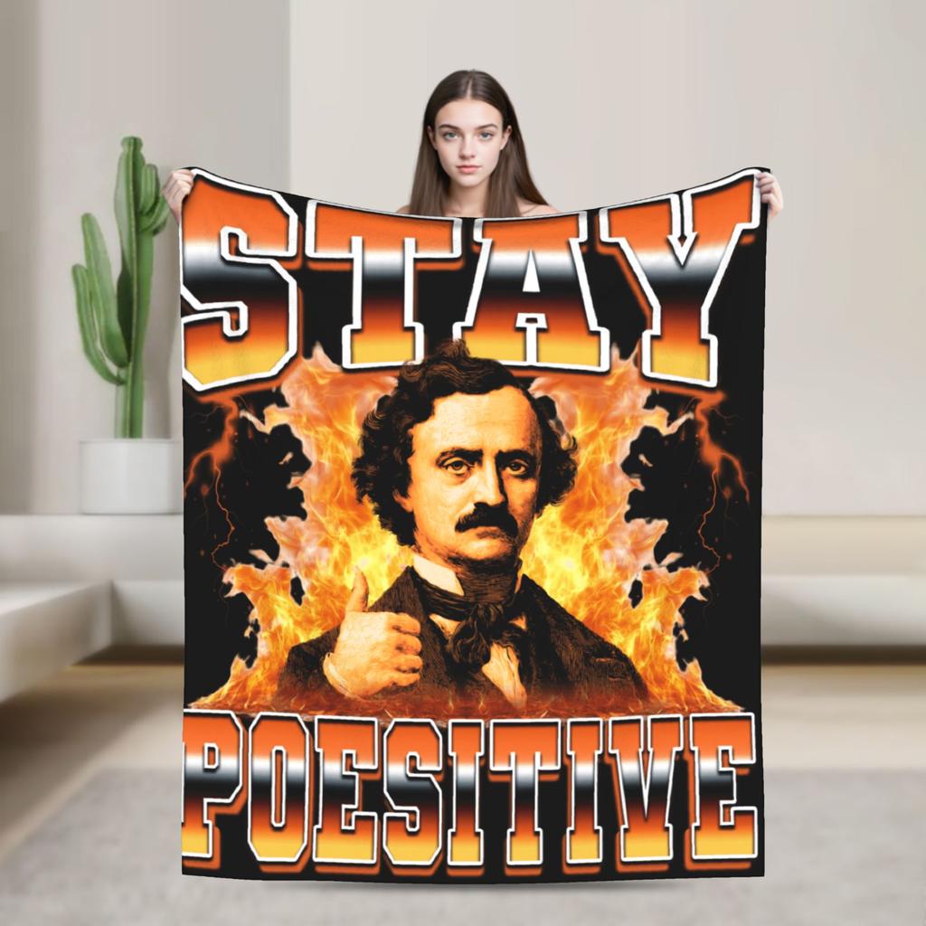 Gothic Edgar Allen Poe The Raven Nevermore Blanket Warm Soft Street Trend Plush Throw Blanket For Home Decor Flannel Bed Cover