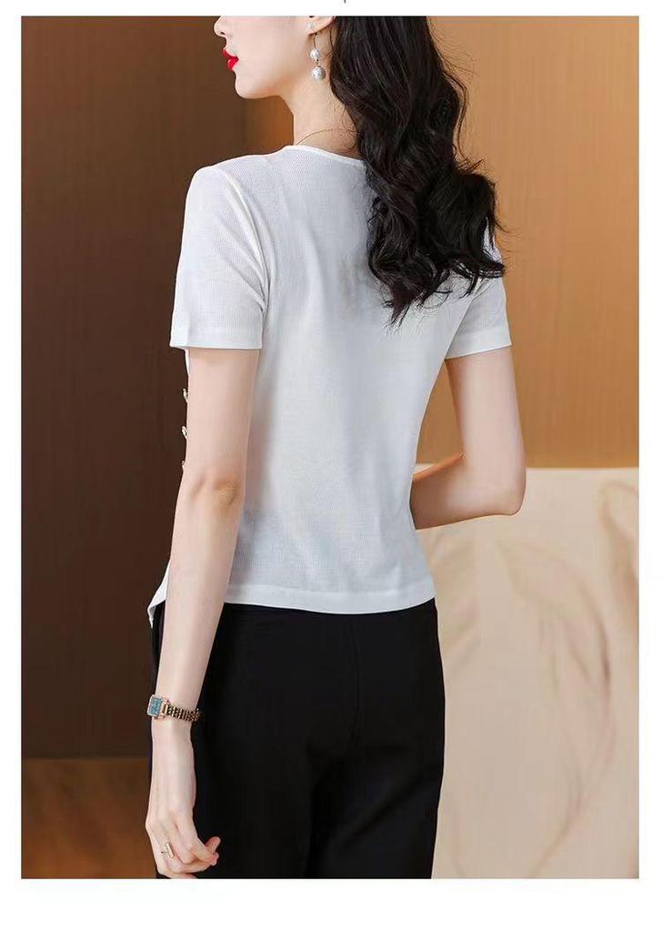 Chic Irregular Slimming Short-Sleeved Summer Top for Women