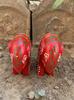 Red Appu Elephant Pair: Handcrafted Wooden Statues, Mini Animal