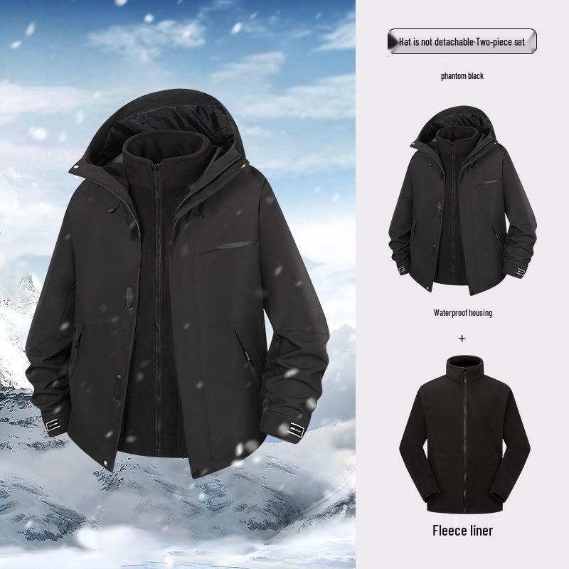 Unisex 3-in-1 Windproof Waterproof Mountaineering Jacket with Fleece Liner for Autumn and Winter
