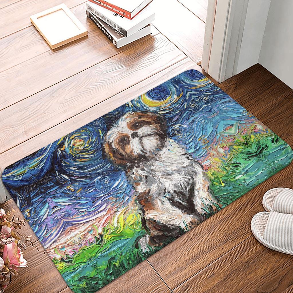 Retro Starry Night German Shorthair Pointer Doormat Anti-Slip Kitchen Bathroom Mat Garden Garage Door Floor Entrance Carpet Rug