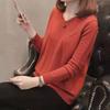 Autumn V-neck Sweater Women Pullover Fashion Long Sleeve Knitted Sweater Jumper Ladies Bottoming Knitwear Female