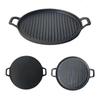 ZISIZ 28cm Cast Iron Striped Grill Pan with Double Handles