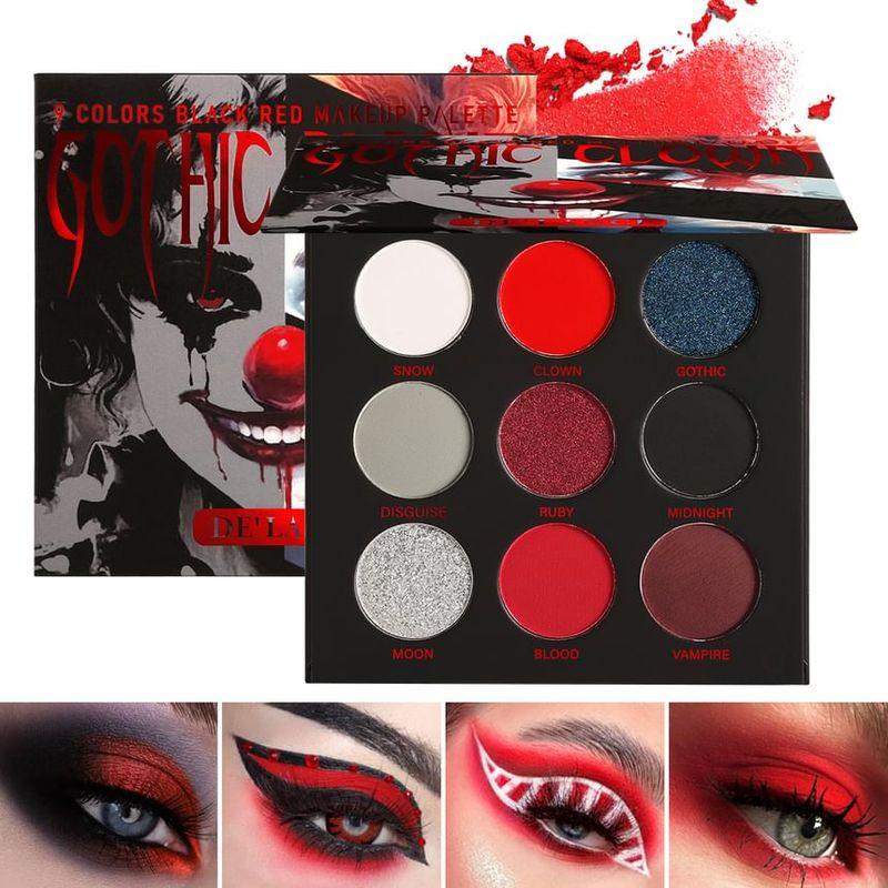 DE'LANCI - 9 Farben Schwarz Rot Smokey Make-up Palette